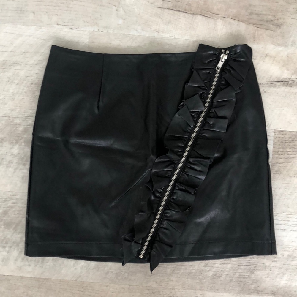 Leather Skirt with Ruffle
